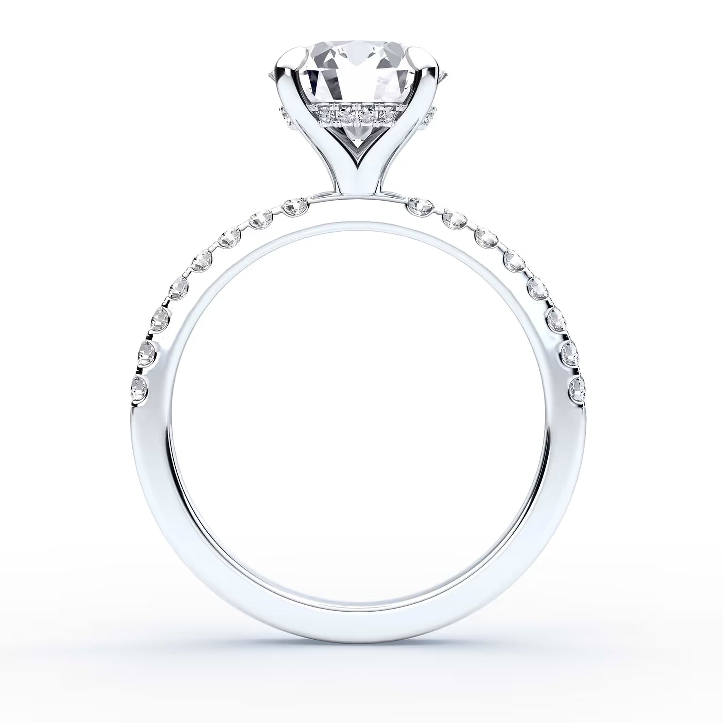 14K Round Solitaire — Hidden Halo Pave, Size 6.5 — alternate product view 4