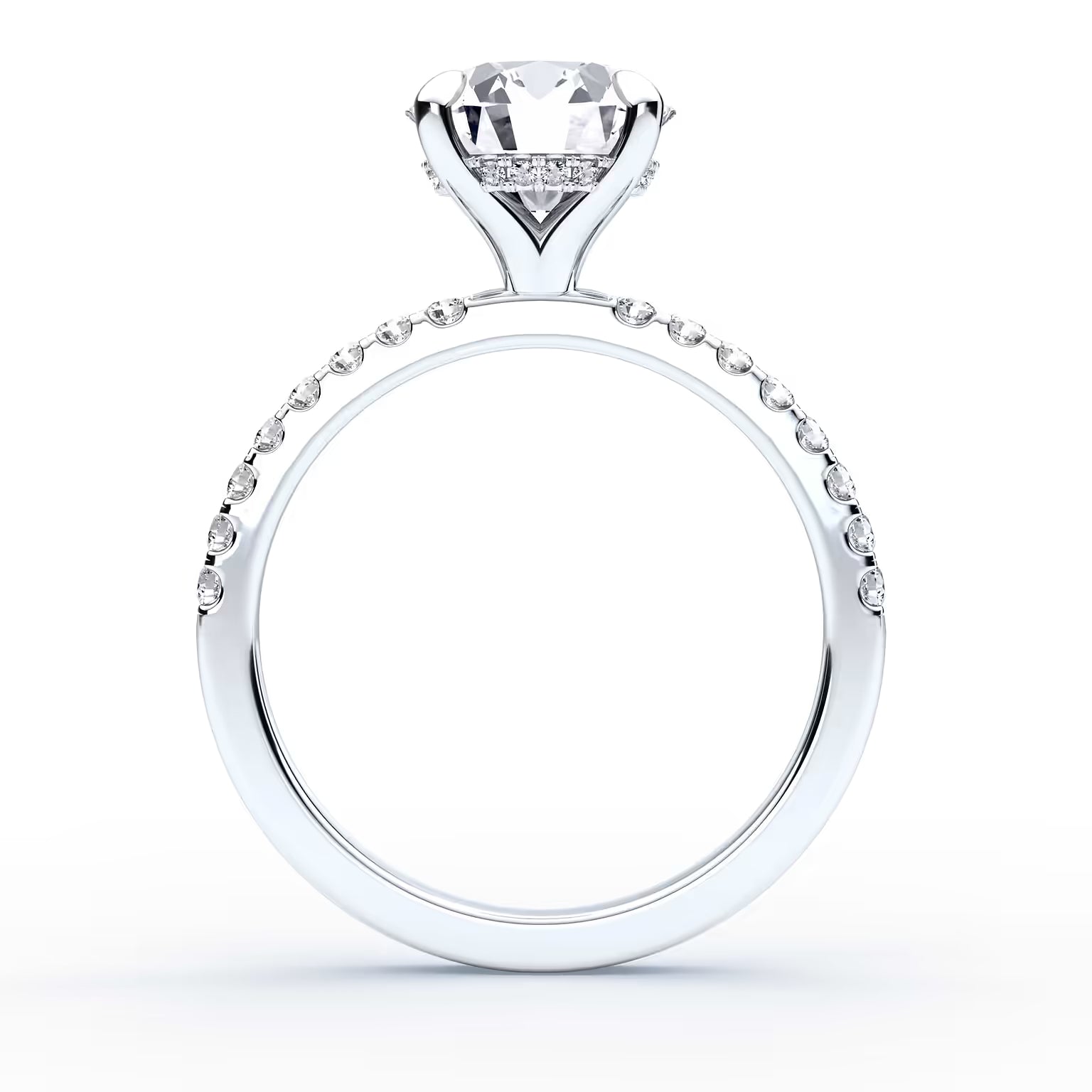 14K Round Solitaire — Hidden Halo Pave, Size 6.5 — alternate product view 4