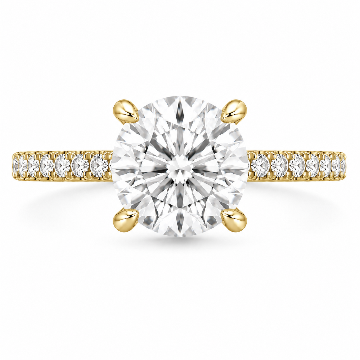 14K Round Solitaire — Hidden Halo Pave, Size 6.5 — alternate product view 5