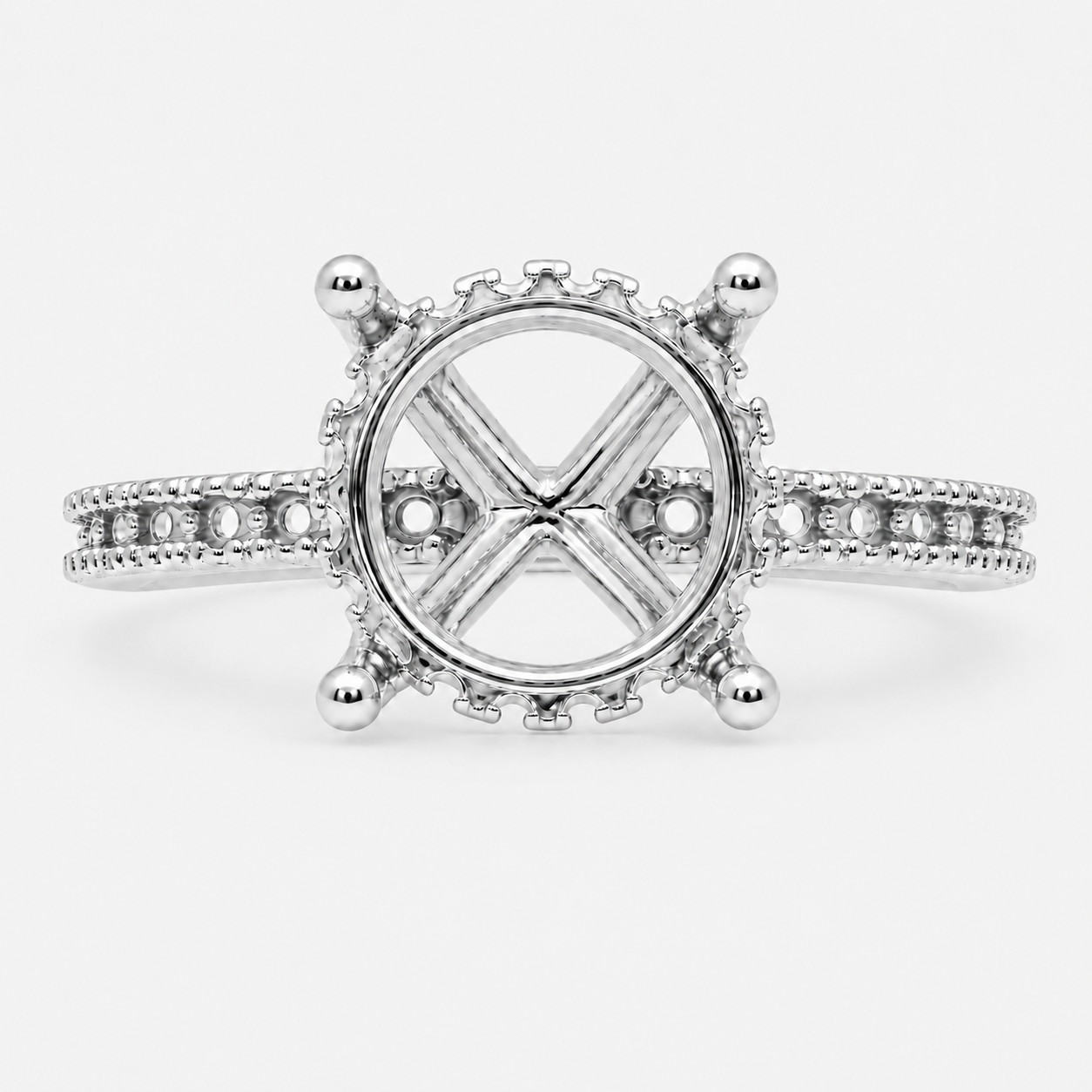 14K Round Solitaire — Hidden Halo Pave, Size 6.5 — alternate product view 2