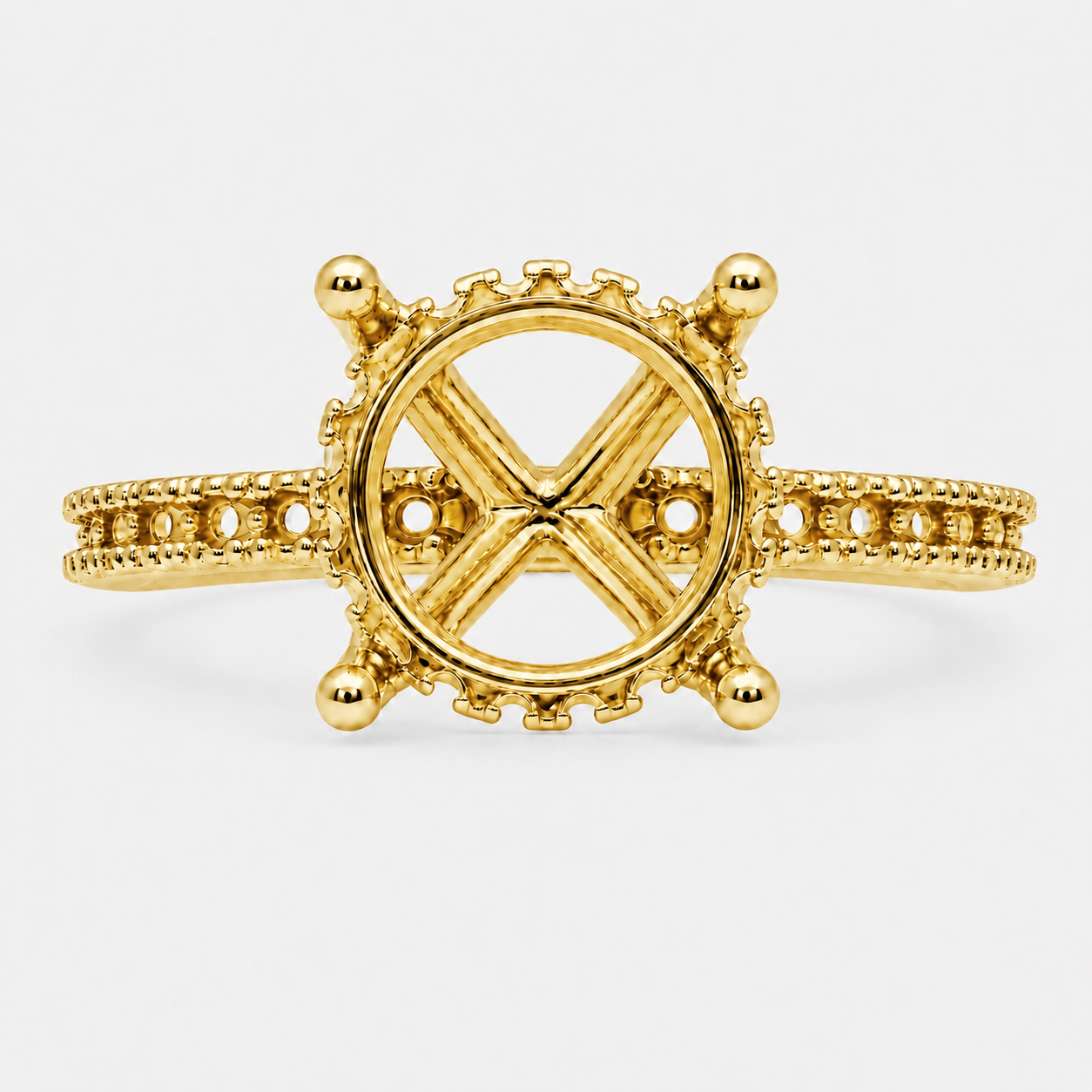 14K Round Solitaire — Hidden Halo Pave, Size 6.5 — alternate product view 6