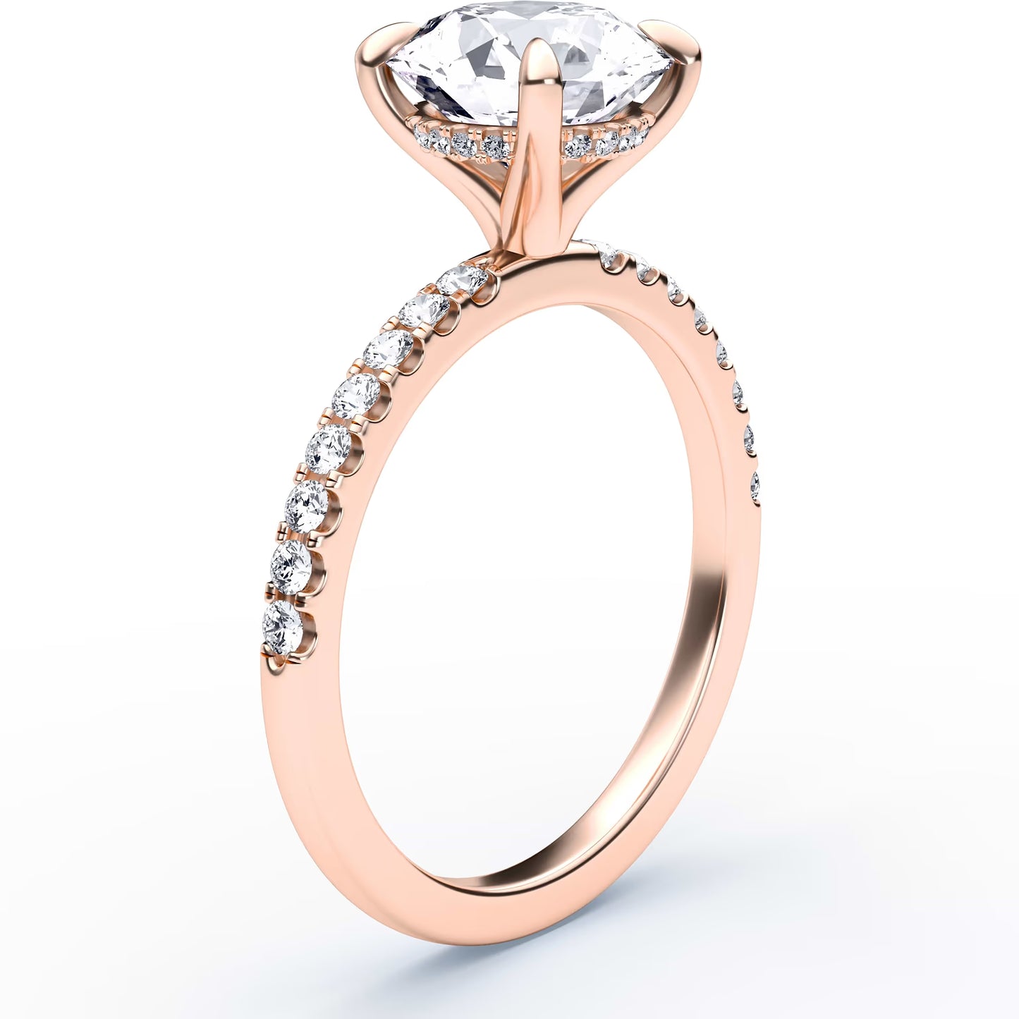 14K Round Solitaire — Hidden Halo Pave, Size 6.5 — alternate product view 11