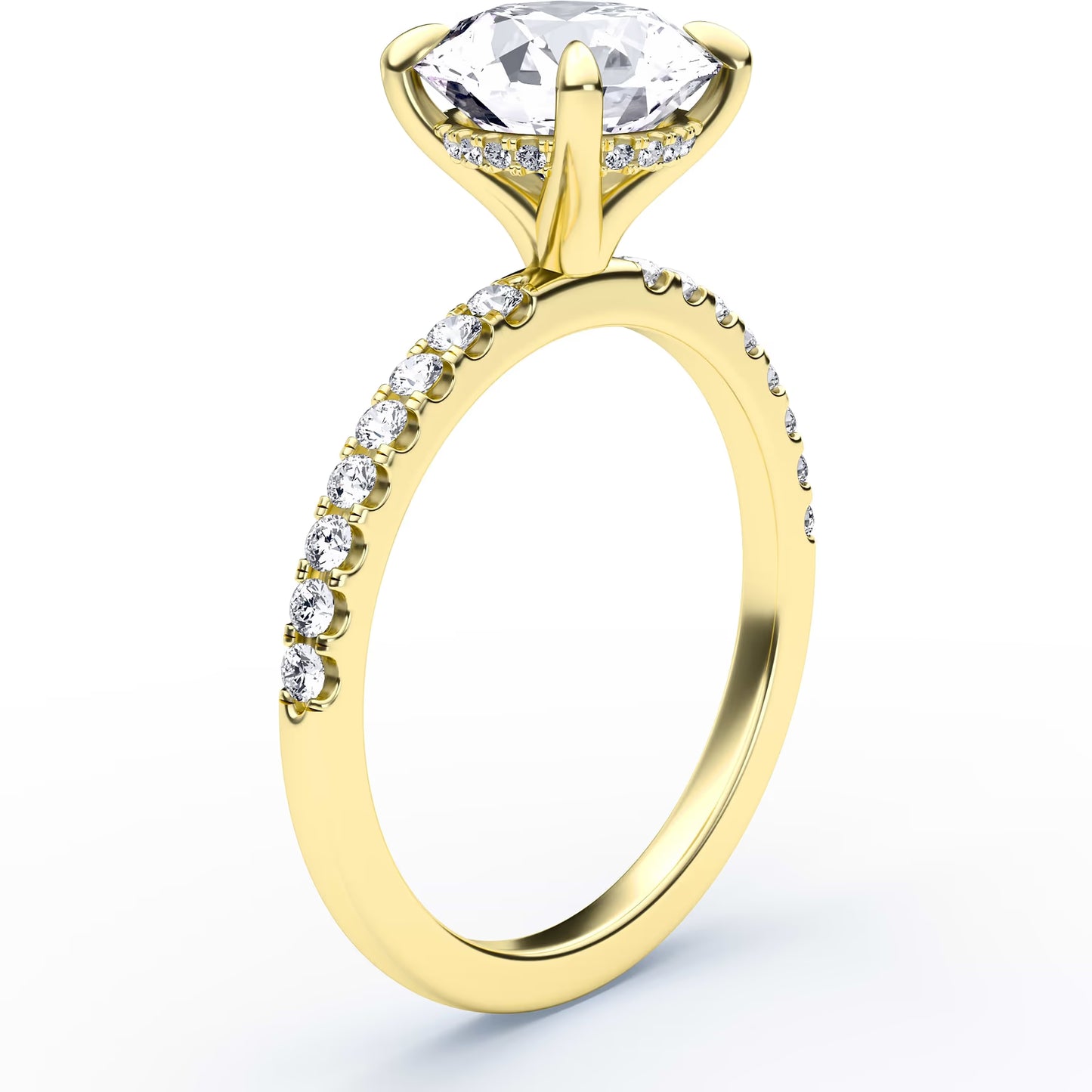14K Round Solitaire — Hidden Halo Pave, Size 6.5 — alternate product view 7