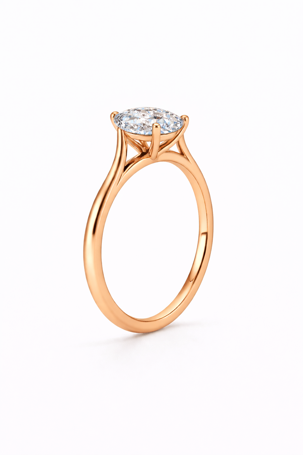 14K Cathedral Marquise Solitaire Size 6.5