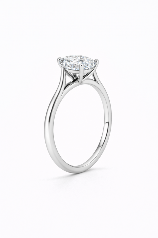 14K Cathedral Marquise Solitaire Size 6.5