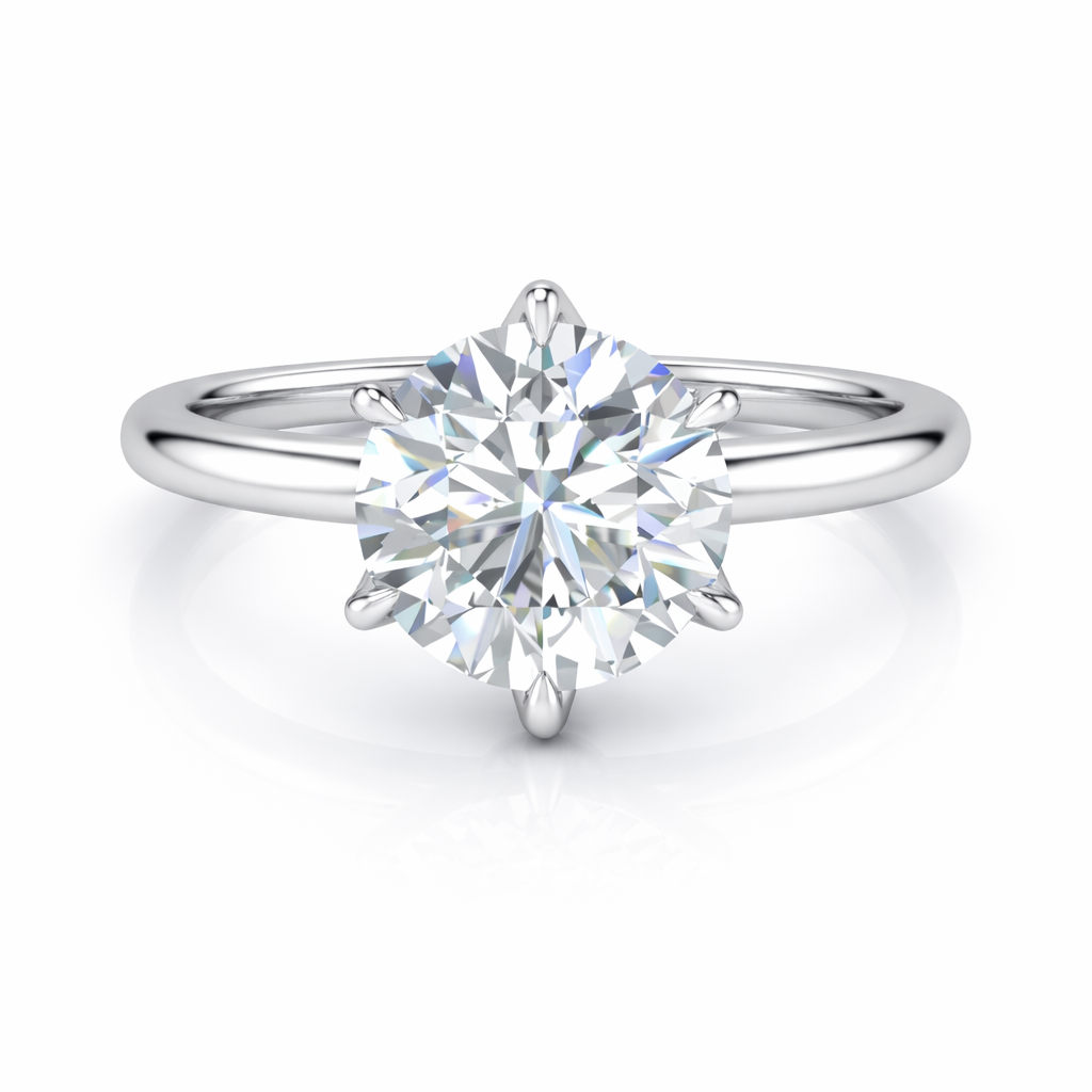 14K 6 Prong Round Tulip Solitaire Size 7.