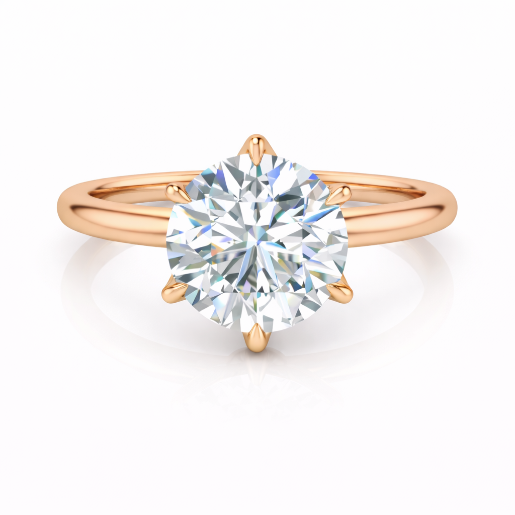 14K 6 Prong Round Tulip Solitaire Size 7.