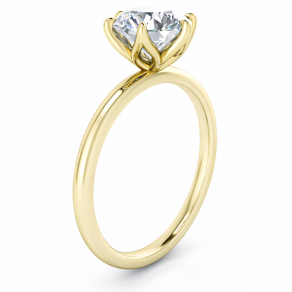 14K 6 Prong Round Tulip Solitaire Size 7.