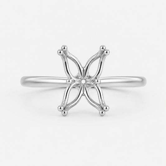 14K Oval Solitaire — Tulip, Size 6.5 — 14K gold mounting