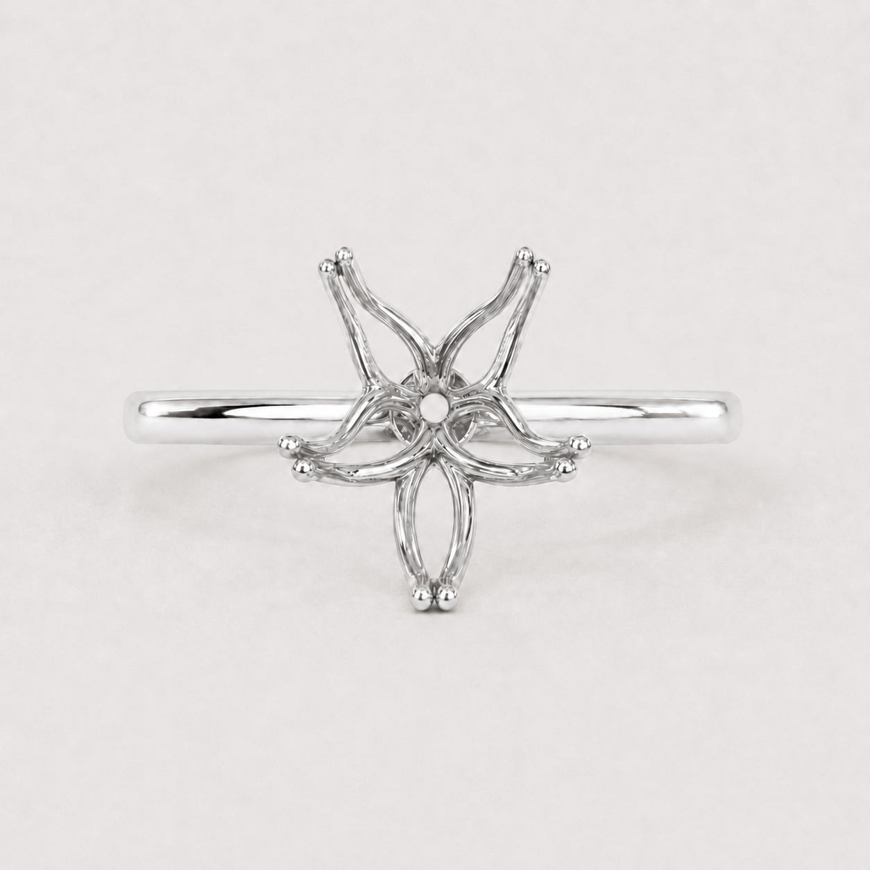 14K Pear Solitaire — Ultra Light Tulip, Size 6.5 — 14K gold mounting