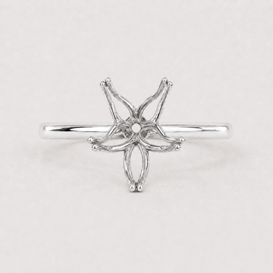 14K Pear Solitaire — Ultra Light Tulip, Size 6.5 — 14K gold mounting