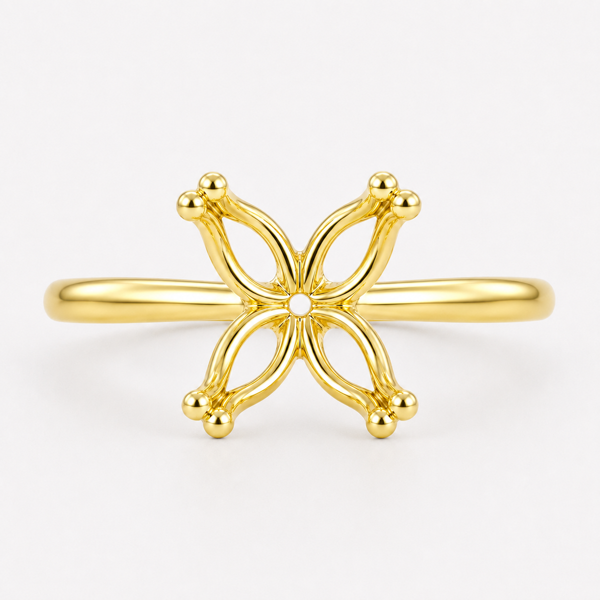 14K Round Solitaire — Tulip (Size 7)