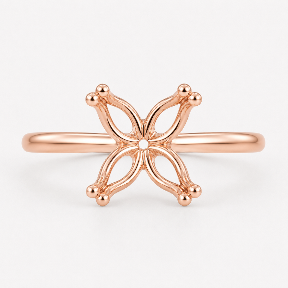14K Round Solitaire — Tulip (Size 7)