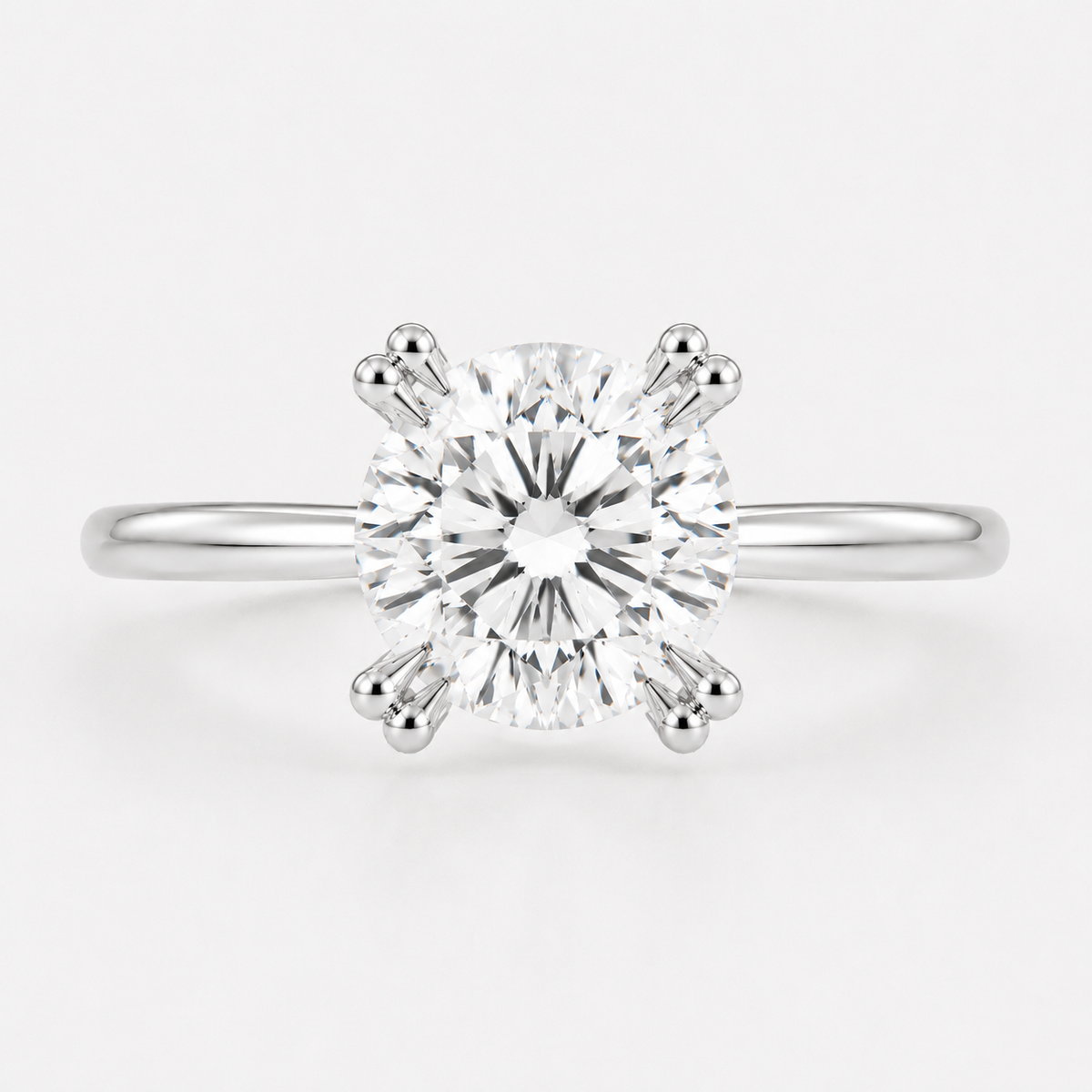 14K Round Solitaire — Tulip (Size 7)