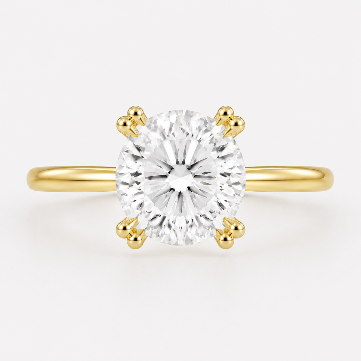 14K Round Solitaire — Tulip (Size 7)