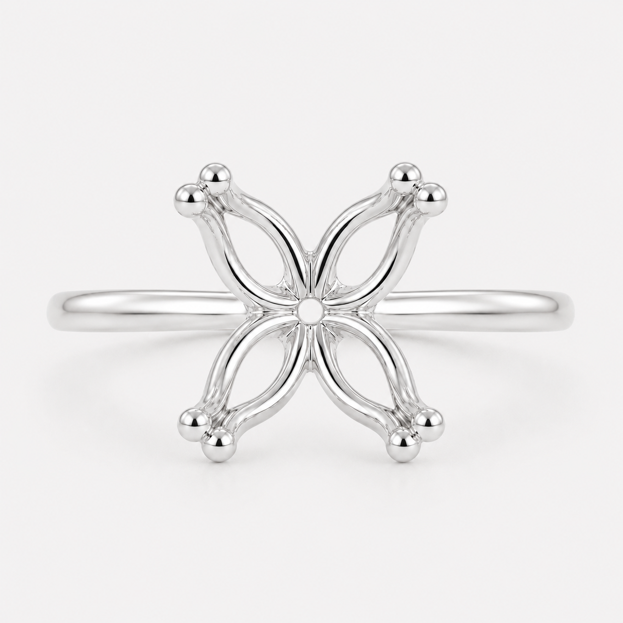 14K Round Solitaire — Tulip (New Design), Size 6.5 — 14K gold mounting