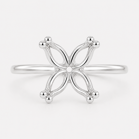 14K Round Solitaire — Tulip (New Design), Size 6.5 — 14K gold mounting